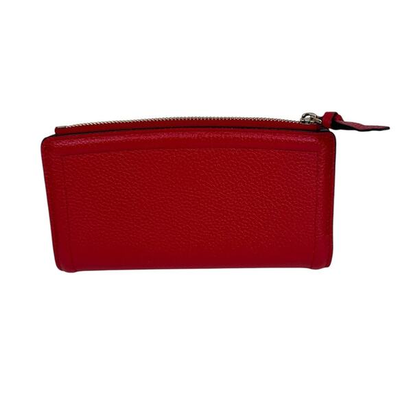Kate Spade Slim Pebble Leather Zip Wallet in Ligonberry ( Red ) - Picture 3 of 5